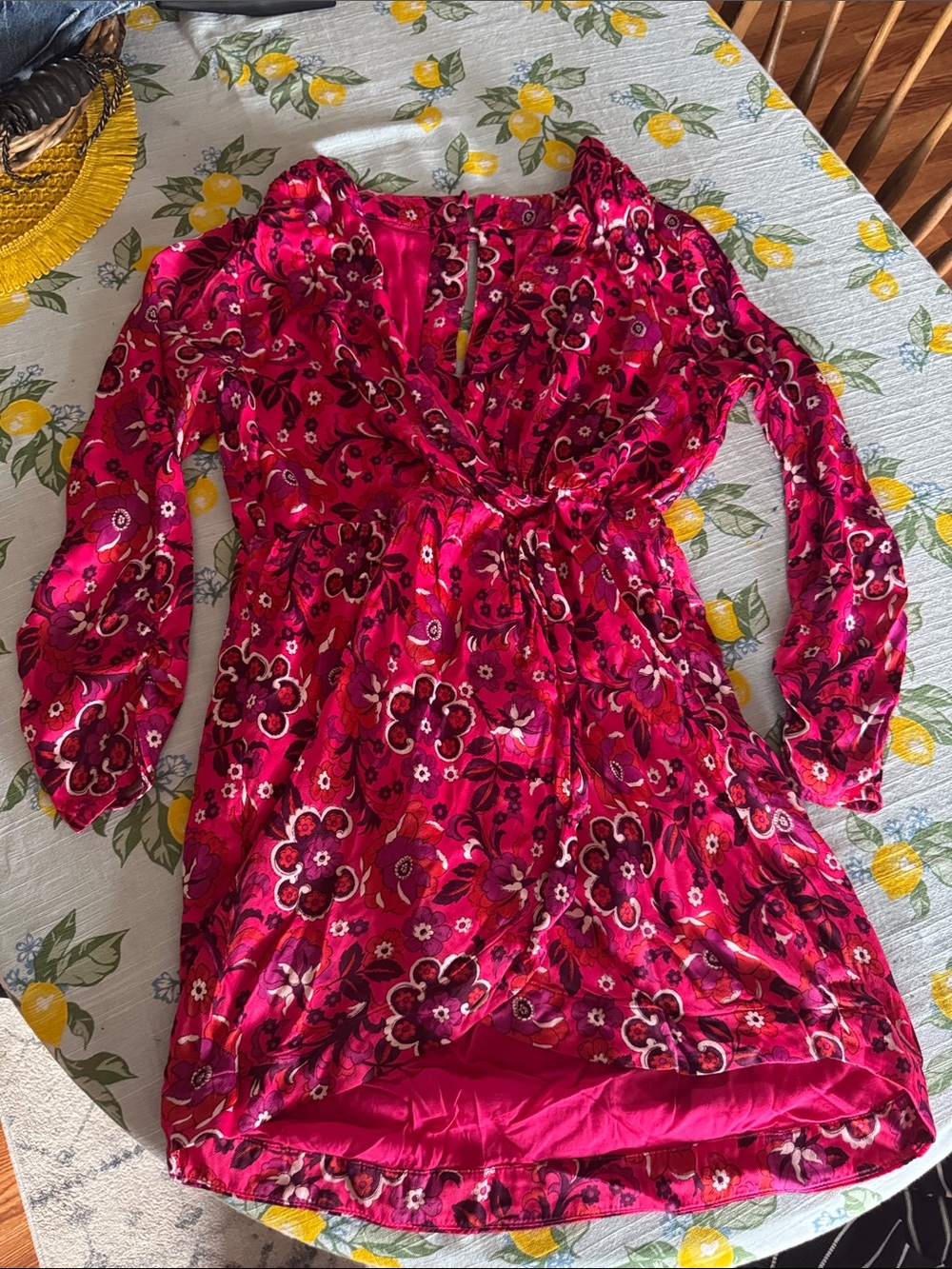 Anthropologie Pink Floral Wrap Dress